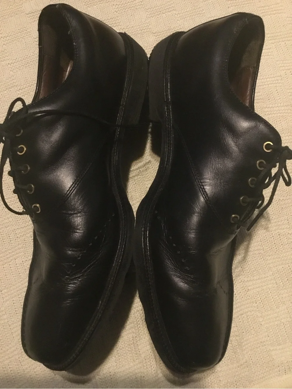 FootJoy Black Leather Lace-Up Golf Shoes Mens Metal Eyelets Size 11.5